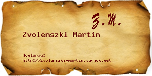 Zvolenszki Martin névjegykártya